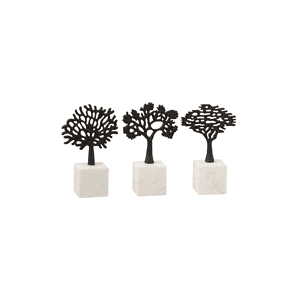 Satz von 3 Ornamenten Marmor Bäume schwarz J-Line