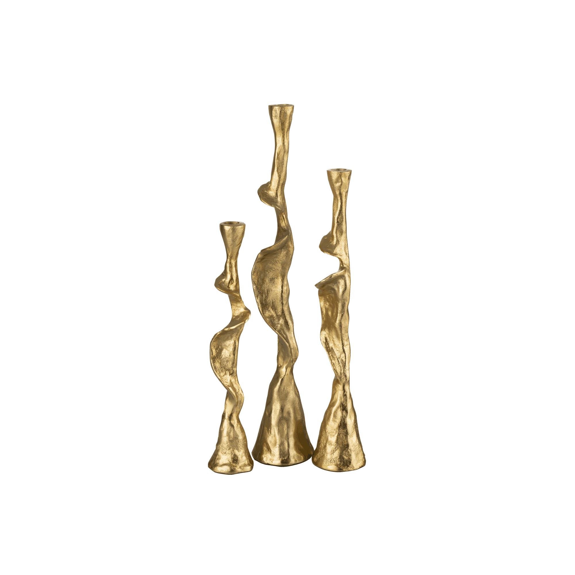 Set van 3 gouden kandelaars organisch J-Line Ozy