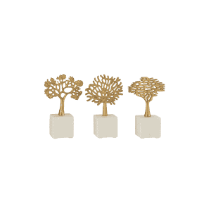 Satz von 3 Ornamenten Bäume Marmor Gold J-Line